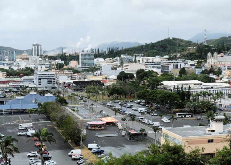 This picture taken on September 7, 2021, shows a view of the almost deserted city centre of Noumea, in the French Pacific territory of New Caledonia. - New Caledonia imposed a new coronavirus lockdown starting on September 7, 2021, after three new cases were confirmed in the South Pacific French territory that had been declared "Covid free", officials said. (Photo by Theo Rouby / AFP)