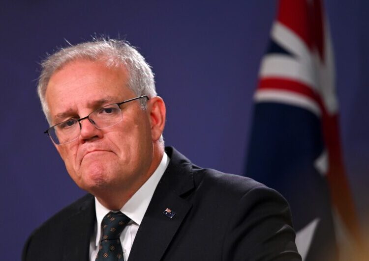Australia's Prime Minister Scott Morrison (Photo by Steven SAPHORE / AFP)