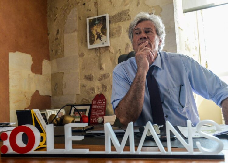 French member of Parliament and mayor of Le Mans Stephane Le Foll poses at his office in the town hall of Le Mans on May 9, 2022, after a press conference after he declared he wants to run a French Socialist Party (PS) dissident national campaign following the electoral agreement made by the PS with other leftists parties ahead of the June parliamentary election in France. (Photo by JEAN-FRANCOIS MONIER / AFP)