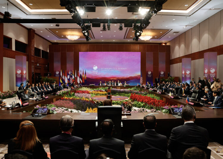 A general view of the 11th ASEAN-US Summit as part of the 43rd ASEAN Summit in Jakarta on September 6, 2023. (Photo by WILLY KURNIAWAN / POOL / AFP)