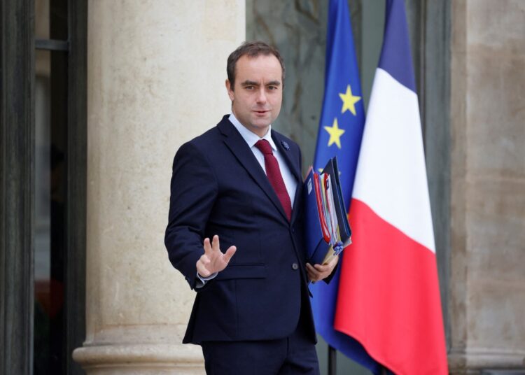 French Armies Minister Sebastien Lecornu leaves the Elysee palace at the end of the weekly cabinet meeting in Paris on November 8, 2023. (Photo by Ludovic MARIN / AFP)
