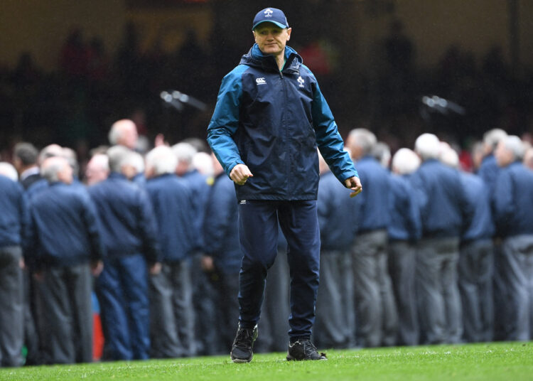 (FILES) Ireland's coach Joe Schmidt looks on before the Six Nations international rugby union match between Wales and Ireland at the Principality Stadium in Cardiff, south Wales, on March 16, 2019. - Former Ireland coach Joe Schmidt will take over as the new Wallabies boss, replacing Eddie Jones, governing body Rugby Australia said on January 19, 2024. (Photo by Paul ELLIS / AFP) / RESTRICTED TO EDITORIAL USE. USE IN BOOKS SUBJECT TO WELSH RUGBY UNION (WRU) APPROVAL. - RESTRICTED TO EDITORIAL USE. Use in books subject to Welsh Rugby Union (WRU) approval.